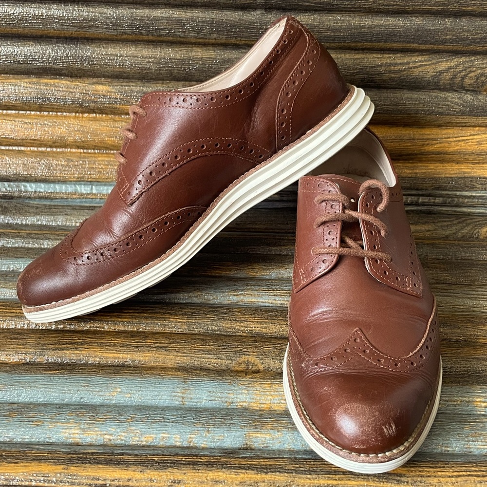 Cole Haan Lunargrand Brown Leather Oxfords